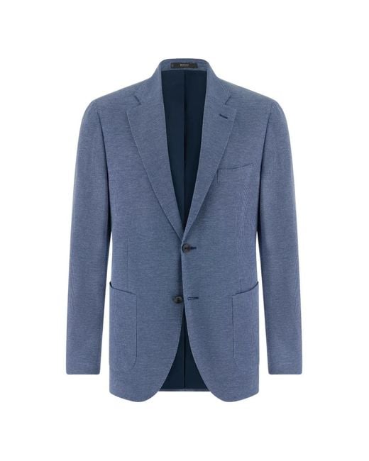 Boggi Blue Pinpoint Single-Breasted Jacket for men