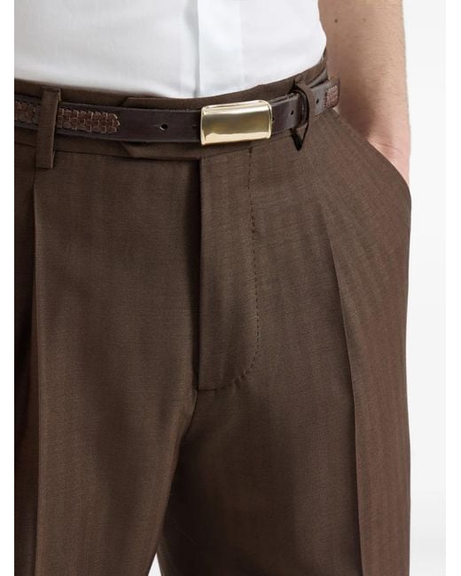 Brunello Cucinelli Brown Virgin-Wool And Cashmere Trousers With Pleat for men
