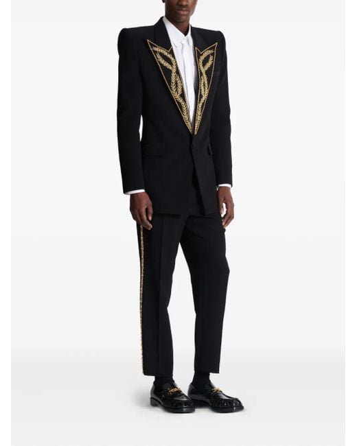 Balmain Sakko Mit Besticktem Kragen in Black für Herren