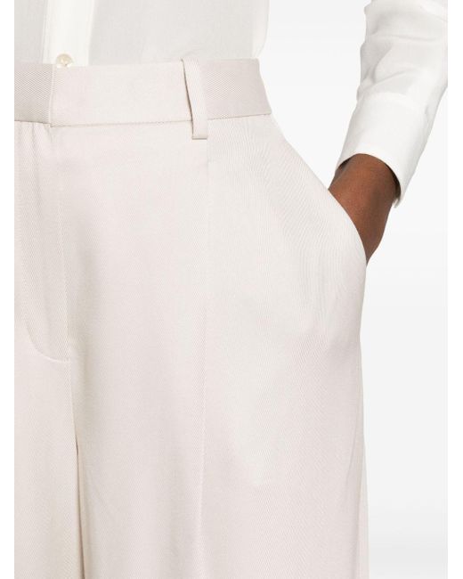 Theory White Pleated Tailored Trousers