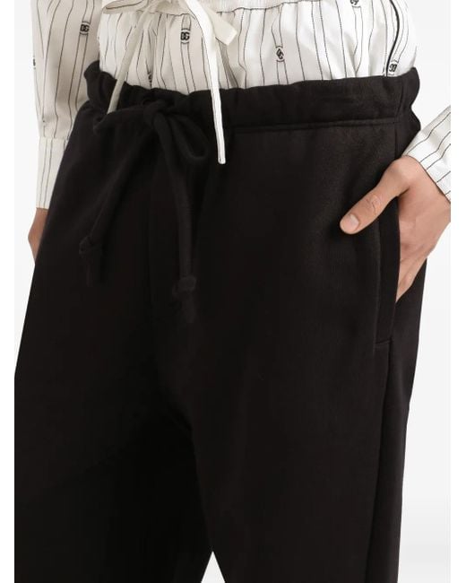 Dolce & Gabbana Black Drawstring Cuffed Track Pants for men