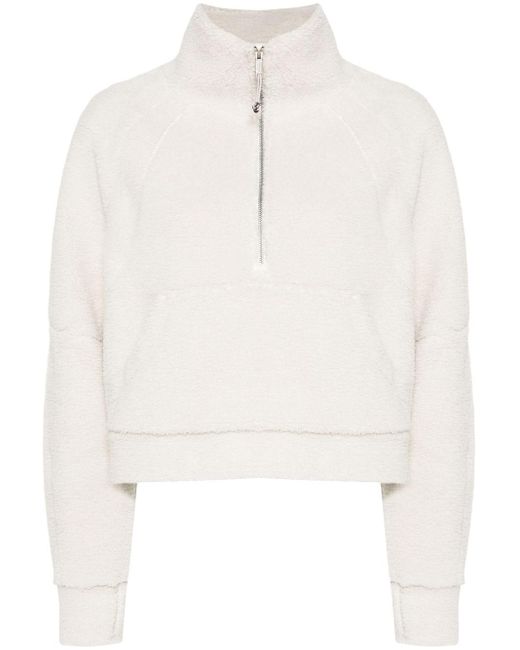 lululemon athletica White Neutral Scuba Half-zip Fleece Sweatshirt - Women's - Polyester/recycled Polyester/cotton - M