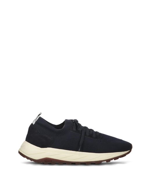 Fedeli Blue Low-Top Knitted Sneakers for men