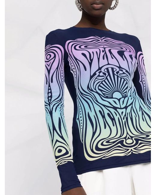 Stella McCartney Blue Panelled Abstract-Print Top