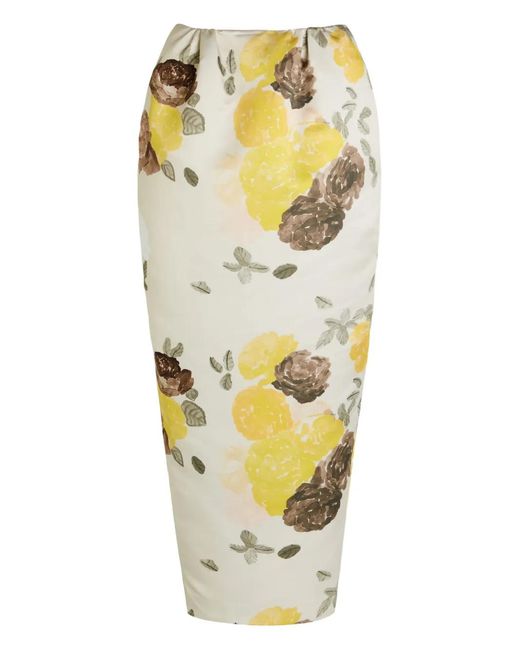 BERNADETTE Metallic Floral-Print Midi Skirt