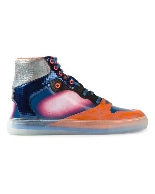 Balenciaga Blue Panelled Hi-Top Sneakers for men