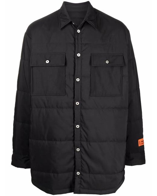 Heron Preston Black Logo-Patch Padded Jacket for men
