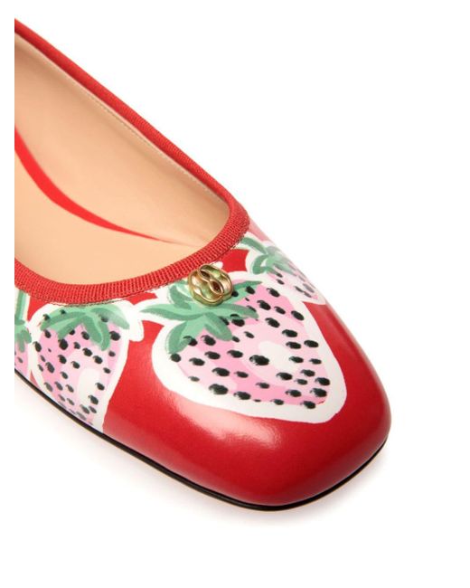 Bally Red Biuty Leather Ballerina Shoes