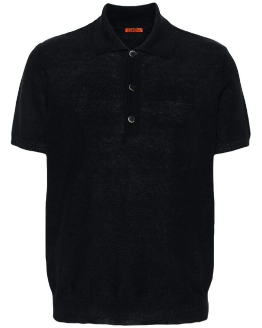Barena Black Knitted Polo Shirt for men