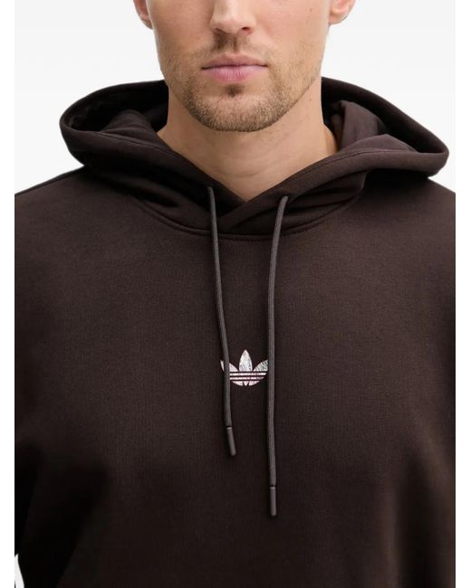 Adidas Black Trefoil Graphic-Print Hoodie for men