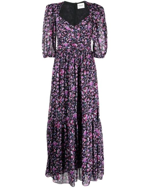 Isabel Marant Purple Leoniza Floral-print Maxi Dress
