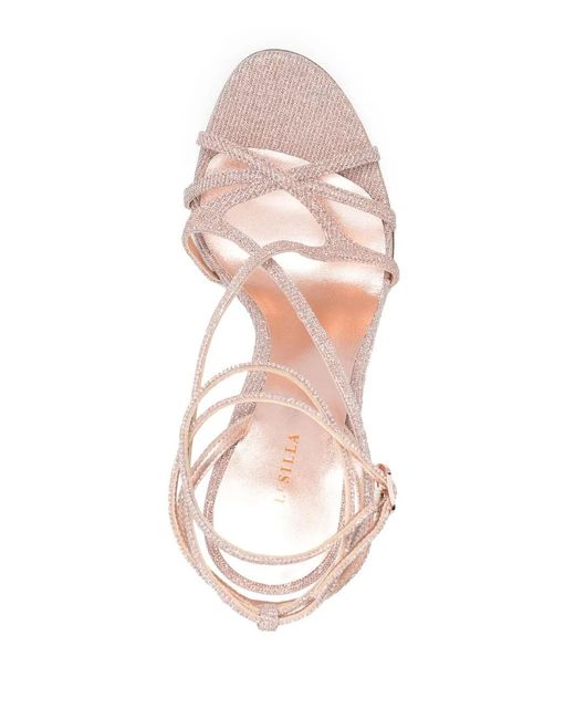 Le Silla Pink Metallic Strap-Wrap Sandals