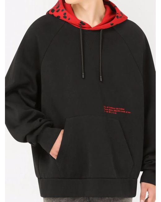 Dolce & Gabbana Black Eyes Talk Leopard-Hood Hoodie for men