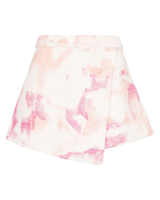 Abstract-pattern tweed skorts MSGM de color Pink