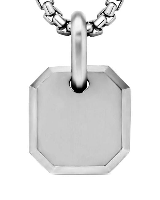 David Yurman White Sterling Octagonal Amulet Pendant for men