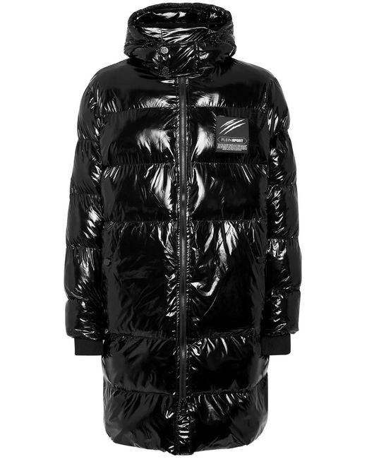 Philipp Plein Black High-Shine Quilted Padded Coat for men
