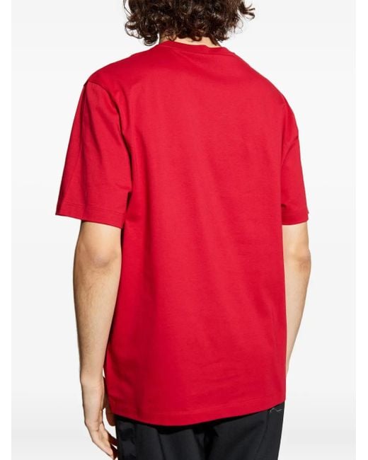 Versace Red T-Shirt With Shimmering Appliqués for men