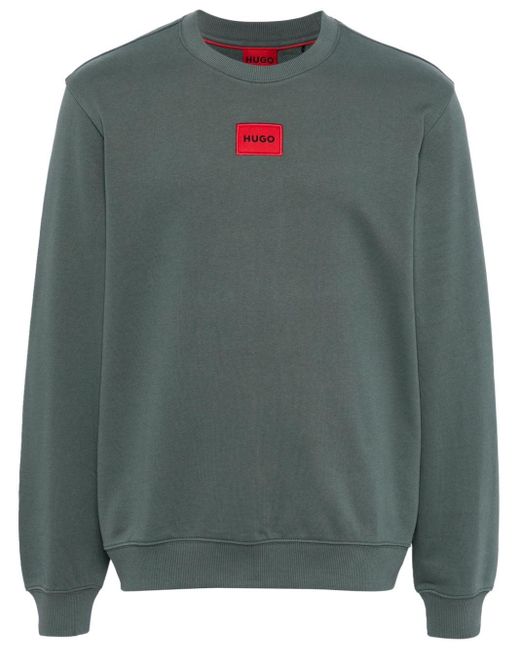 HUGO Green Logo-embroidered Cotton Sweatshirt for men