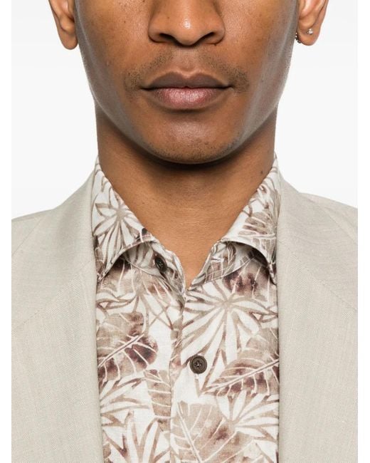 Mazzarelli Natural Leaf-Print Shirt for men