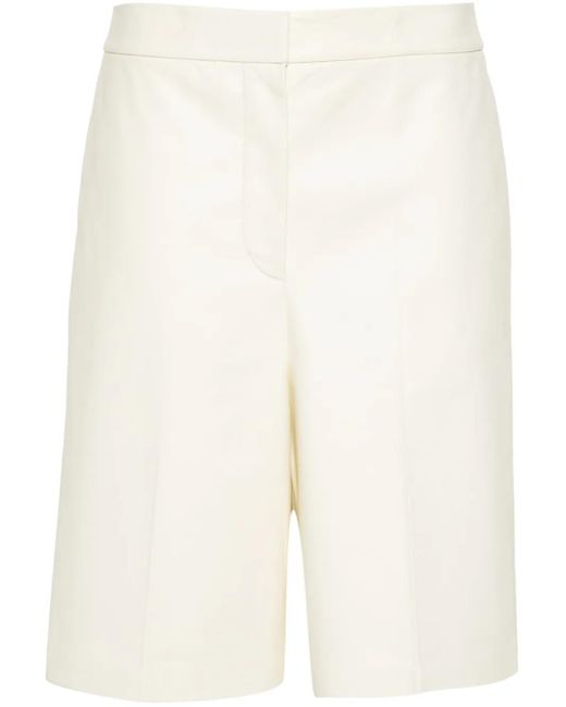 Fabiana Filippi Natural Mid-Rise Leather Shorts