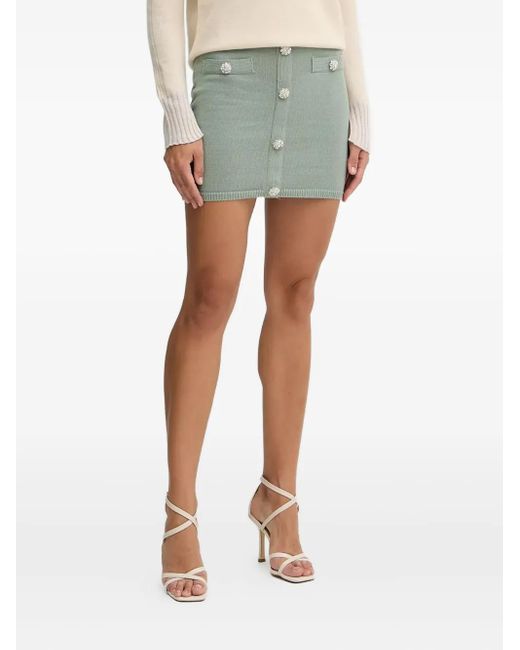 Silvian Heach Green Button-Embellished Skirt