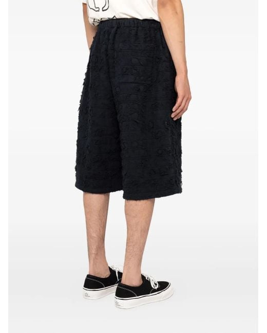 KAMIYA Black Distressed Cotton Shorts for men