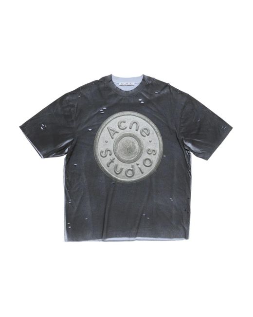 Acne Gray T-Shirt im Distressed-Look