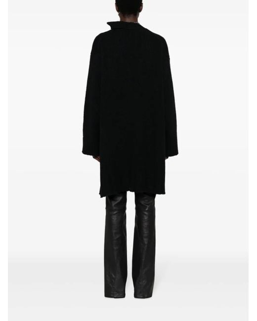 Yohji Yamamoto Black Asymmetric V-Neck Cardi-Coat