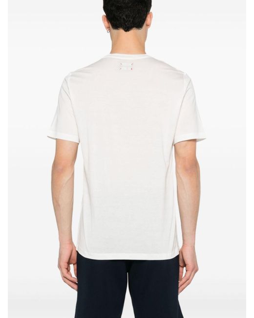 Kiton Embroidered-logo Cotton T-shirt in het White voor heren