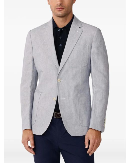 Hackett Gray Ascot Ticking-Stripe Single-Breasted Blazer for men