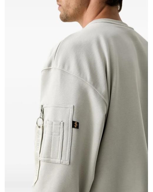 Alpha Industries White Logo-Embroidered Zip-Pocket Sweatshirt for men