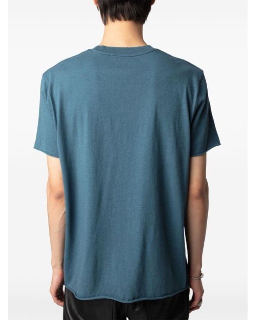 Zadig & Voltaire Blue Graphic-Print Organic-Cotton T-Shirt for men