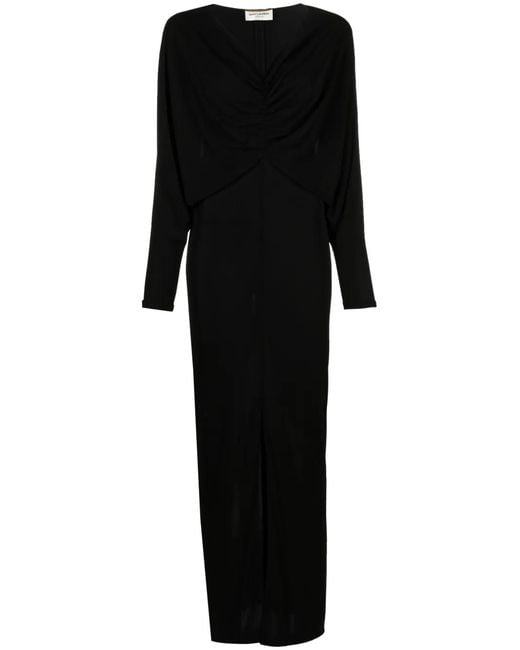 Saint Laurent Black Draped Maxi Dress
