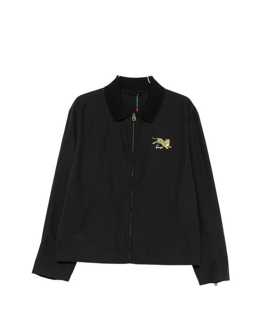 KENZO Black Tiger-Embroidered Zip-Up Jacket for men