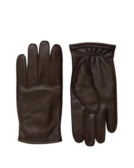 Boss Black Leather Gloves for men