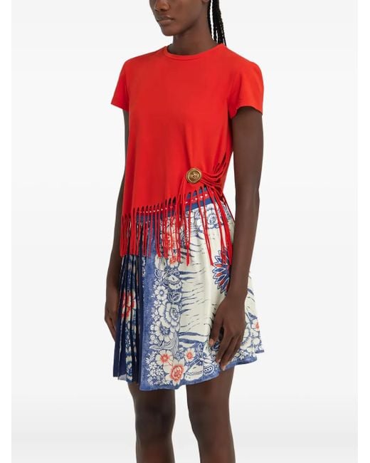 Roberto Cavalli Fringe Detail Button T Shirt In Red Lyst UK roberto-cavalli-fringe-detail-button-t-shirt-in-red-lyst-uk