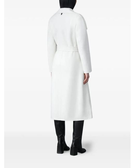 Mackage White Shawl-Collar Belted Coat