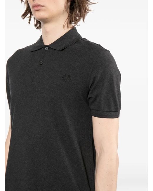 Fred Perry Black Logo-Embroidered Polo Shirt for men