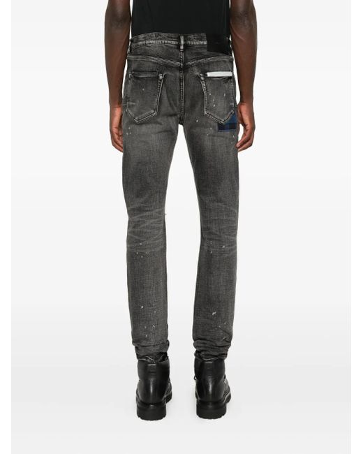 Purple Brand Gray Plaid-Patch Jeans for men