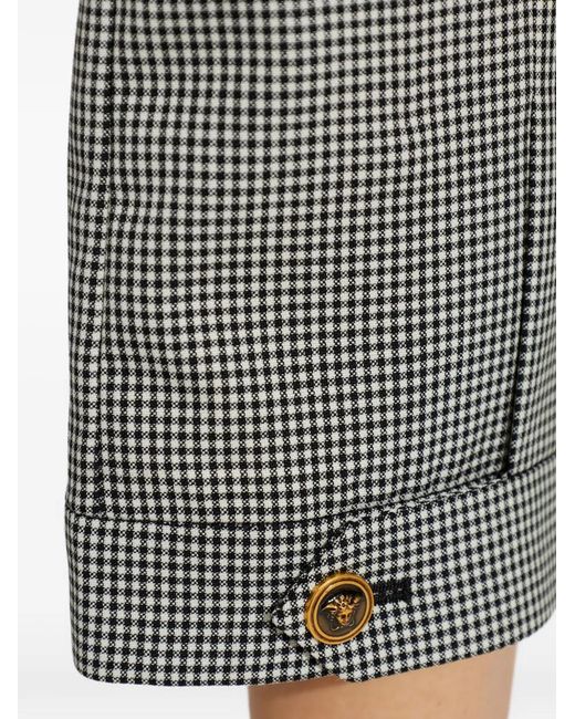 Versace Gray Gingham-Check Cropped Trousers