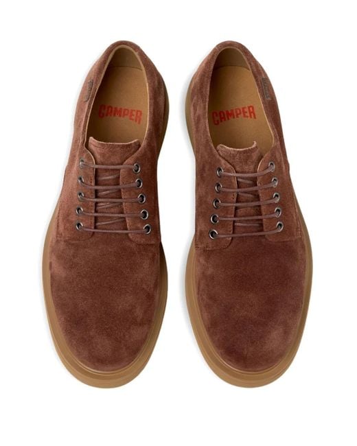 Camper Brown Norman Lace-Up Suede Derby Shoes for men