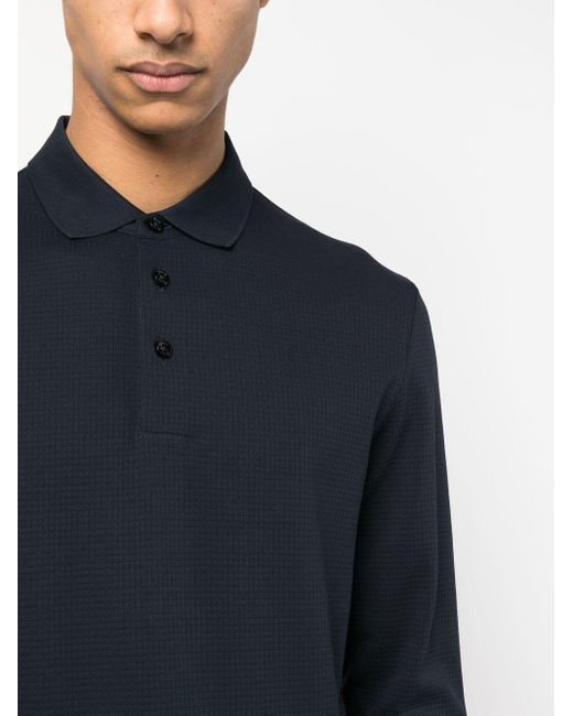 BOSS by HUGO BOSS Pleins Long-sleeve Polo Shirt in Blue for Men | Lyst