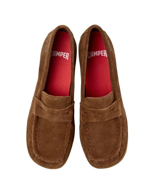Camper Brown Right Left Leather Loafers