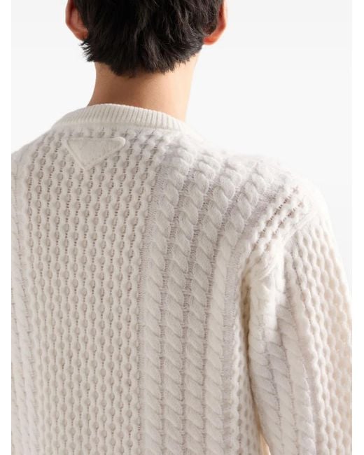 Prada White Crew-Neck Sweater for men