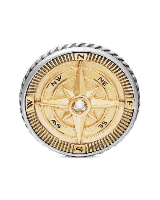 David Yurman Metallic 18Kt And Sterling Maritime Compass Diamond Cufflinks (16Mm) for men