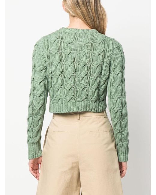 Max Mara Green Cable-knit Cropped Top