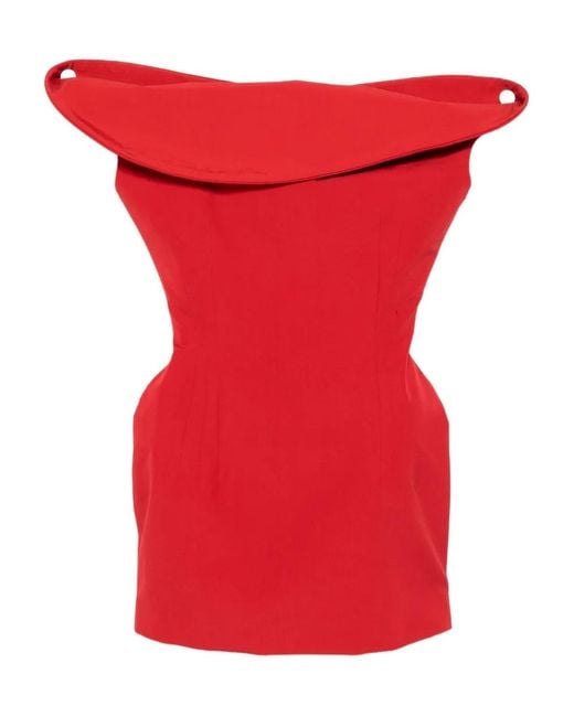 Magda Butrym Red Off-Shoulder Mini Dress