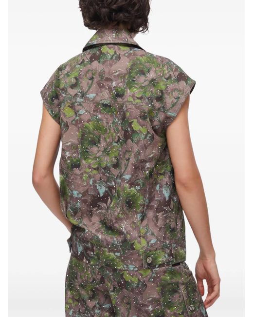 Liu Jo Gray Printed Chest-Pocket Vest