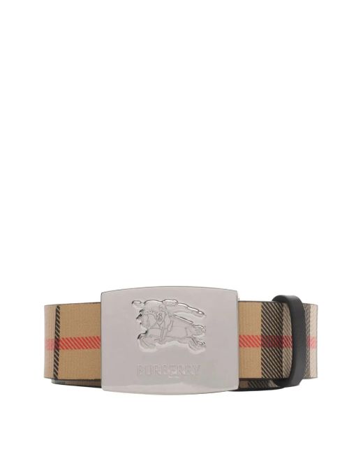 Burberry White Checked Reversible Belt for men