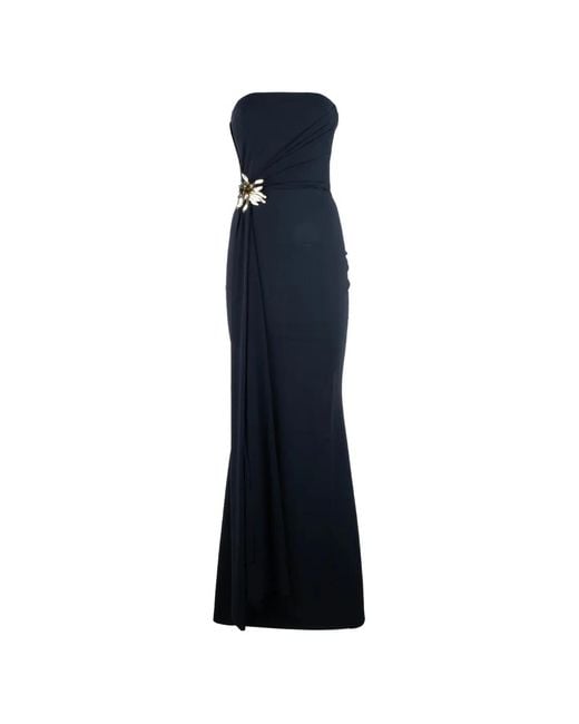 La Petite Robe Di Chiara Boni Blue Floral-Appliqué Gown